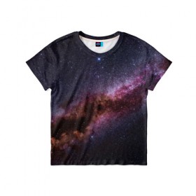 Детская футболка 3D с принтом Млечный путь в Екатеринбурге, 100% гипоаллергенный полиэфир | прямой крой, круглый вырез горловины, длина до линии бедер, чуть спущенное плечо, ткань немного тянется | вселенная | галактика | звёзды | космическое пространство | космос | созвездие