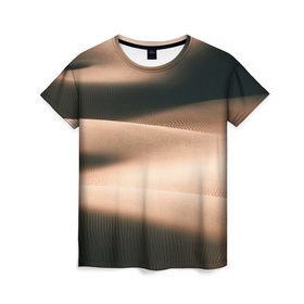 Женская футболка 3D с принтом Барханы в Екатеринбурге, 100% полиэфир ( синтетическое хлопкоподобное полотно) | прямой крой, круглый вырез горловины, длина до линии бедер | Тематика изображения на принте: аравия | барханы | бедуин | восток | пески | пустыня | солнце | товарищ сухов