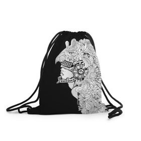 Рюкзак-мешок 3D с принтом Ангел мира в Екатеринбурге, 100% полиэстер | плотность ткани — 200 г/м2, размер — 35 х 45 см; лямки — толстые шнурки, застежка на шнуровке, без карманов и подкладки | ангел | белое | девушка | киборг | крылья | новинки | текстуры | цветы | черное