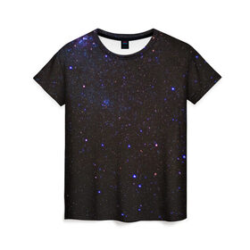 Женская футболка 3D с принтом Космос в Екатеринбурге, 100% полиэфир ( синтетическое хлопкоподобное полотно) | прямой крой, круглый вырез горловины, длина до линии бедер | вселенная | галактика | звезды | космос | млечный путь | ночь | планеты