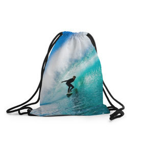 Рюкзак-мешок 3D с принтом Океан в Екатеринбурге, 100% полиэстер | плотность ткани — 200 г/м2, размер — 35 х 45 см; лямки — толстые шнурки, застежка на шнуровке, без карманов и подкладки | лето | море | океан | отдых | серфинг | синяя