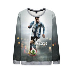 Мужской свитшот 3D с принтом Leo Messi в Екатеринбурге, 100% полиэстер с мягким внутренним слоем | круглый вырез горловины, мягкая резинка на манжетах и поясе, свободная посадка по фигуре | barselona | messi | аргентина | барселона | месси | мяч | футбол