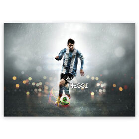 Поздравительная открытка с принтом Leo Messi в Екатеринбурге, 100% бумага | плотность бумаги 280 г/м2, матовая, на обратной стороне линовка и место для марки
 | barselona | messi | аргентина | барселона | месси | мяч | футбол