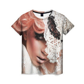 Женская футболка 3D с принтом Lady Gaga в Екатеринбурге, 100% полиэфир ( синтетическое хлопкоподобное полотно) | прямой крой, круглый вырез горловины, длина до линии бедер | lady gaga | звезда | знаменитость | леди гага | музыка | певица