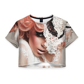 Женская футболка 3D укороченная с принтом Lady Gaga в Екатеринбурге, 100% полиэстер | круглая горловина, длина футболки до линии талии, рукава с отворотами | lady gaga | звезда | знаменитость | леди гага | музыка | певица