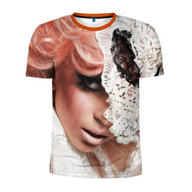 Мужская футболка 3D спортивная с принтом Lady Gaga в Екатеринбурге, 100% полиэстер с улучшенными характеристиками | приталенный силуэт, круглая горловина, широкие плечи, сужается к линии бедра | lady gaga | звезда | знаменитость | леди гага | музыка | певица