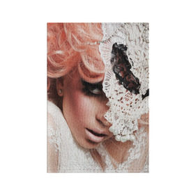 Обложка для паспорта матовая кожа с принтом Lady Gaga в Екатеринбурге, натуральная матовая кожа | размер 19,3 х 13,7 см; прозрачные пластиковые крепления | Тематика изображения на принте: lady gaga | звезда | знаменитость | леди гага | музыка | певица