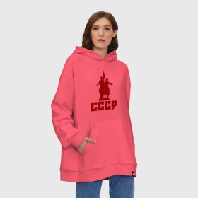 Худи SuperOversize хлопок с принтом СССР в Екатеринбурге, 70% хлопок, 30% полиэстер, мягкий начес внутри | карман-кенгуру, эластичная резинка на манжетах и по нижней кромке, двухслойный капюшон
 | коммунизм | коммунист | кпрф | кпсс | рабочий и колхозница | серп и молот | советский союз