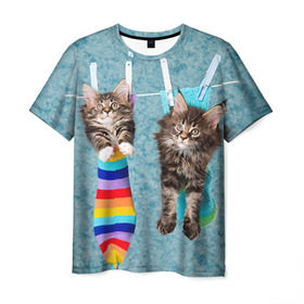 Мужская футболка 3D с принтом Мейн-кун 1 в Екатеринбурге, 100% полиэфир | прямой крой, круглый вырез горловины, длина до линии бедер | Тематика изображения на принте: кот | котенок | котик | котэ | кошка | мейн кун | мейнкун | мэйн кун | мэйнкун