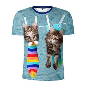 Мужская футболка 3D спортивная с принтом Мейн-кун 1 в Екатеринбурге, 100% полиэстер с улучшенными характеристиками | приталенный силуэт, круглая горловина, широкие плечи, сужается к линии бедра | кот | котенок | котик | котэ | кошка | мейн кун | мейнкун | мэйн кун | мэйнкун