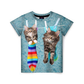 Детская футболка 3D с принтом Мейн-кун 1 в Екатеринбурге, 100% гипоаллергенный полиэфир | прямой крой, круглый вырез горловины, длина до линии бедер, чуть спущенное плечо, ткань немного тянется | кот | котенок | котик | котэ | кошка | мейн кун | мейнкун | мэйн кун | мэйнкун