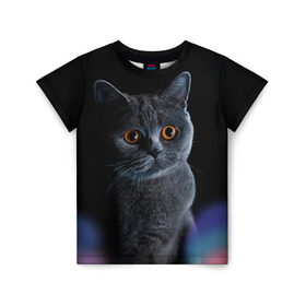 Детская футболка 3D с принтом Британец 1 в Екатеринбурге, 100% гипоаллергенный полиэфир | прямой крой, круглый вырез горловины, длина до линии бедер, чуть спущенное плечо, ткань немного тянется | Тематика изображения на принте: британец | британская | британцы | кот | котенок | котик | котэ | кошка