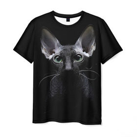 Мужская футболка 3D с принтом Сфинкс 2 в Екатеринбурге, 100% полиэфир | прямой крой, круглый вырез горловины, длина до линии бедер | Тематика изображения на принте: кот | котенок | котик | котэ | кошка | сфинкс