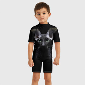 Детский купальный костюм 3D с принтом Сфинкс 2 в Екатеринбурге, Полиэстер 85%, Спандекс 15% | застежка на молнии на спине | кот | котенок | котик | котэ | кошка | сфинкс
