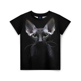 Детская футболка 3D с принтом Сфинкс 2 в Екатеринбурге, 100% гипоаллергенный полиэфир | прямой крой, круглый вырез горловины, длина до линии бедер, чуть спущенное плечо, ткань немного тянется | Тематика изображения на принте: кот | котенок | котик | котэ | кошка | сфинкс
