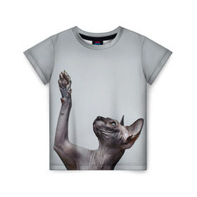 Детская футболка 3D с принтом Сфинкс 3 в Екатеринбурге, 100% гипоаллергенный полиэфир | прямой крой, круглый вырез горловины, длина до линии бедер, чуть спущенное плечо, ткань немного тянется | кот | котенок | котик | котэ | кошка | сфинкс