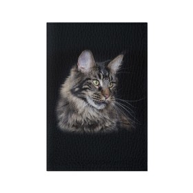 Обложка для паспорта матовая кожа с принтом Мейн-кун 5 в Екатеринбурге, натуральная матовая кожа | размер 19,3 х 13,7 см; прозрачные пластиковые крепления | Тематика изображения на принте: кот | котенок | котик | котэ | кошка | мейн кун | мейнкун | мэйн кун | мэйнкун
