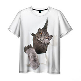 Мужская футболка 3D с принтом Британец 4 в Екатеринбурге, 100% полиэфир | прямой крой, круглый вырез горловины, длина до линии бедер | Тематика изображения на принте: британец | британская | британцы | кот | котенок | котик | котэ | кошка