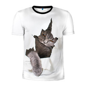Мужская футболка 3D спортивная с принтом Британец 4 в Екатеринбурге, 100% полиэстер с улучшенными характеристиками | приталенный силуэт, круглая горловина, широкие плечи, сужается к линии бедра | британец | британская | британцы | кот | котенок | котик | котэ | кошка
