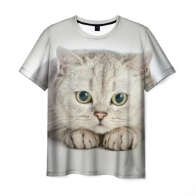 Мужская футболка 3D с принтом Британец 6 в Екатеринбурге, 100% полиэфир | прямой крой, круглый вырез горловины, длина до линии бедер | британец | британская | британцы | кот | котенок | котик | котэ | кошка
