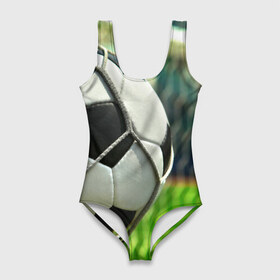 Купальник-боди 3D с принтом Футбол в Екатеринбурге, 82% полиэстер, 18% эластан | Круглая горловина, круглый вырез на спине | ворота | мяч | сетка