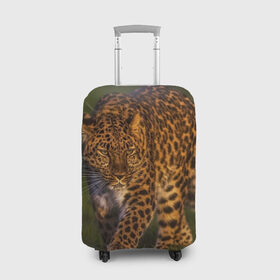 Чехол для чемодана 3D с принтом Дальневосточный леопард в Екатеринбурге, 86% полиэфир, 14% спандекс | двустороннее нанесение принта, прорези для ручек и колес | дикая кошка | леопард | природа | хищник