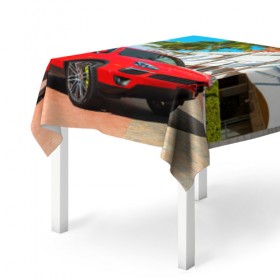 Скатерть 3D с принтом Porsche в Екатеринбурге, 100% полиэстер (ткань не мнется и не растягивается) | Размер: 150*150 см | porsche | авто | автомобиль | скорость