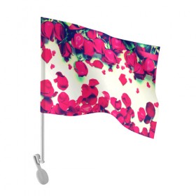 Флаг для автомобиля с принтом Розовые розы в Екатеринбурге, 100% полиэстер | Размер: 30*21 см | лепестки | цветы