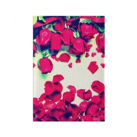 Обложка для паспорта матовая кожа с принтом Розовые розы в Екатеринбурге, натуральная матовая кожа | размер 19,3 х 13,7 см; прозрачные пластиковые крепления | лепестки | цветы