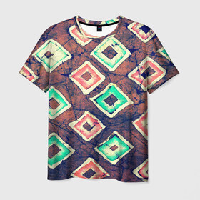 Мужская футболка 3D с принтом Геометрические в Екатеринбурге, 100% полиэфир | прямой крой, круглый вырез горловины, длина до линии бедер | паттерн | разноцветный | ромбы