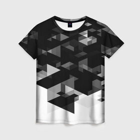 Женская футболка 3D с принтом Trianse в Екатеринбурге, 100% полиэфир ( синтетическое хлопкоподобное полотно) | прямой крой, круглый вырез горловины, длина до линии бедер | полигоны | текстура | треугольники