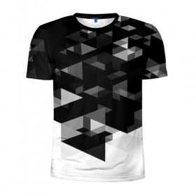 Мужская футболка 3D спортивная с принтом Trianse в Екатеринбурге, 100% полиэстер с улучшенными характеристиками | приталенный силуэт, круглая горловина, широкие плечи, сужается к линии бедра | полигоны | текстура | треугольники