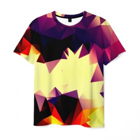 Мужская футболка 3D с принтом Polygoni в Екатеринбурге, 100% полиэфир | прямой крой, круглый вырез горловины, длина до линии бедер | Тематика изображения на принте: полигоны | разноцветный | яркий