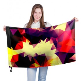 Флаг 3D с принтом Polygoni в Екатеринбурге, 100% полиэстер | плотность ткани — 95 г/м2, размер — 67 х 109 см. Принт наносится с одной стороны | полигоны | разноцветный | яркий