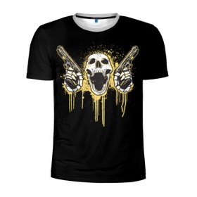 Мужская футболка 3D спортивная с принтом Череп 23 в Екатеринбурге, 100% полиэстер с улучшенными характеристиками | приталенный силуэт, круглая горловина, широкие плечи, сужается к линии бедра | skull | skulls | кости | скелет | череп