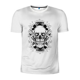 Мужская футболка 3D спортивная с принтом Череп 33 в Екатеринбурге, 100% полиэстер с улучшенными характеристиками | приталенный силуэт, круглая горловина, широкие плечи, сужается к линии бедра | skull | skulls | кости | скелет | череп
