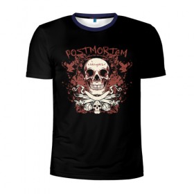 Мужская футболка 3D спортивная с принтом Череп 35 в Екатеринбурге, 100% полиэстер с улучшенными характеристиками | приталенный силуэт, круглая горловина, широкие плечи, сужается к линии бедра | Тематика изображения на принте: skull | skulls | кости | скелет | череп