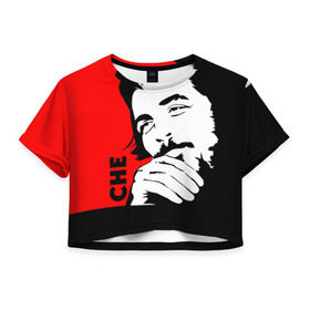 Женская футболка 3D укороченная с принтом Че Гевара в Екатеринбурге, 100% полиэстер | круглая горловина, длина футболки до линии талии, рукава с отворотами | che | che guevara | comandante | revolution | viva | революция | че | чегевара