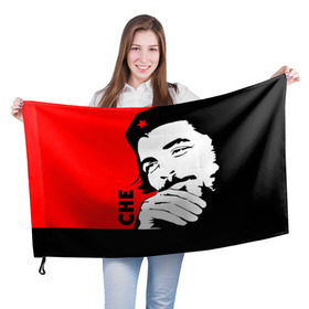 Флаг 3D с принтом Че Гевара в Екатеринбурге, 100% полиэстер | плотность ткани — 95 г/м2, размер — 67 х 109 см. Принт наносится с одной стороны | che | che guevara | comandante | revolution | viva | революция | че | чегевара