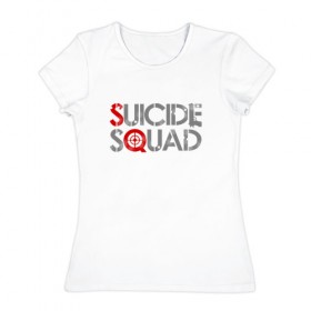 Женская футболка хлопок с принтом Отряд самоубийц в Екатеринбурге, 100% хлопок | прямой крой, круглый вырез горловины, длина до линии бедер, слегка спущенное плечо | 