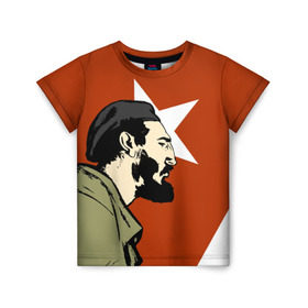 Детская футболка 3D с принтом Куба в Екатеринбурге, 100% гипоаллергенный полиэфир | прямой крой, круглый вырез горловины, длина до линии бедер, чуть спущенное плечо, ткань немного тянется | che | patria o muerte | кастро | куба | о.м.с.к. | революция | ссср | фидель | фидель кастро