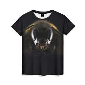 Женская футболка 3D с принтом Пчела в Екатеринбурге, 100% полиэфир ( синтетическое хлопкоподобное полотно) | прямой крой, круглый вырез горловины, длина до линии бедер | глаза | насекомое | оса | пчела