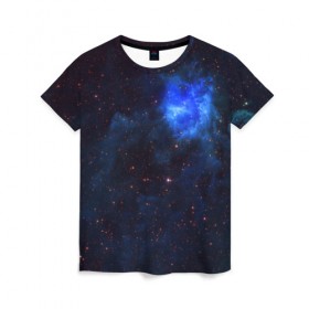 Женская футболка 3D с принтом Холодная туманность в Екатеринбурге, 100% полиэфир ( синтетическое хлопкоподобное полотно) | прямой крой, круглый вырез горловины, длина до линии бедер | вселенная | галактика | звёзды | космическое пространство | космос | созвездие