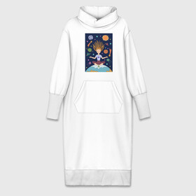 Платье удлиненное хлопок с принтом Йога и гармония в Екатеринбурге,  |  | девушка | единение | звезды | йога | космос | медитация | планета