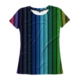 Женская футболка 3D с принтом Цветные карандаши в Екатеринбурге, 100% полиэфир ( синтетическое хлопкоподобное полотно) | прямой крой, круглый вырез горловины, длина до линии бедер | карандаши | краски | полоски | рисование | узоры | цветные