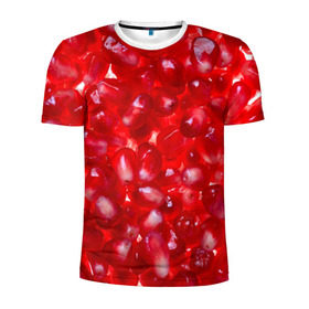 Мужская футболка 3D спортивная с принтом Зерна граната в Екатеринбурге, 100% полиэстер с улучшенными характеристиками | приталенный силуэт, круглая горловина, широкие плечи, сужается к линии бедра | Тематика изображения на принте: гранат | еда | зерна | красный | сладкое | фрукты