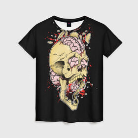 Женская футболка 3D с принтом Взрыв мозга в Екатеринбурге, 100% полиэфир ( синтетическое хлопкоподобное полотно) | прямой крой, круглый вырез горловины, длина до линии бедер | взрыв | дьявол | мозг | монстр | прикольные картинки | череп