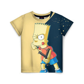 Детская футболка 3D с принтом Барт в Екатеринбурге, 100% гипоаллергенный полиэфир | прямой крой, круглый вырез горловины, длина до линии бедер, чуть спущенное плечо, ткань немного тянется | Тематика изображения на принте: simpsons | барт | гомер | мардж | симпсоны