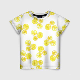 Детская футболка 3D с принтом Lemons в Екатеринбурге, 100% гипоаллергенный полиэфир | прямой крой, круглый вырез горловины, длина до линии бедер, чуть спущенное плечо, ткань немного тянется | lemon | лимон | паттерн