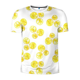 Мужская футболка 3D спортивная с принтом Lemons в Екатеринбурге, 100% полиэстер с улучшенными характеристиками | приталенный силуэт, круглая горловина, широкие плечи, сужается к линии бедра | lemon | лимон | паттерн